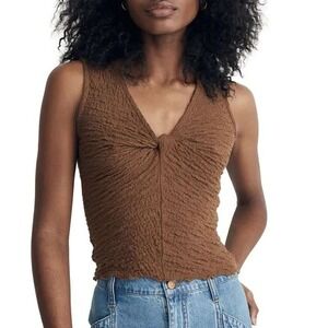 Madewell Popcorn Knit Twist Front Sleeveless Crop Top Sz M Brown Boho Indie